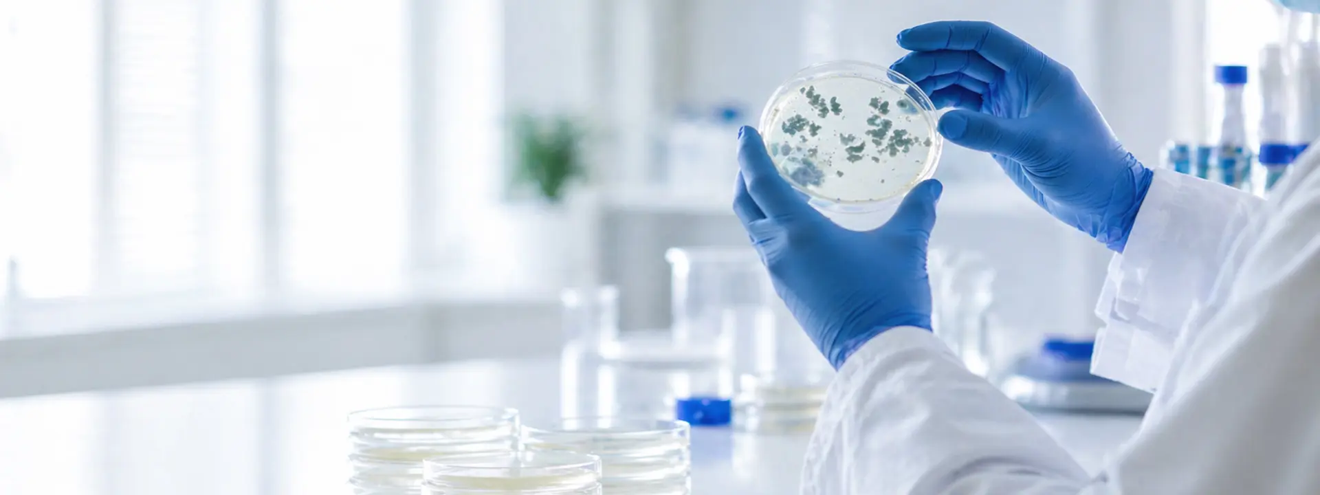 Mikrobiologische Analyse mit Petrischale im Labor