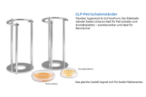 Petrischalenständer aus Edelstahl + GLP-konform