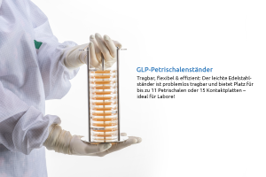 Petrischalenständer aus Edelstahl + GLP-konform